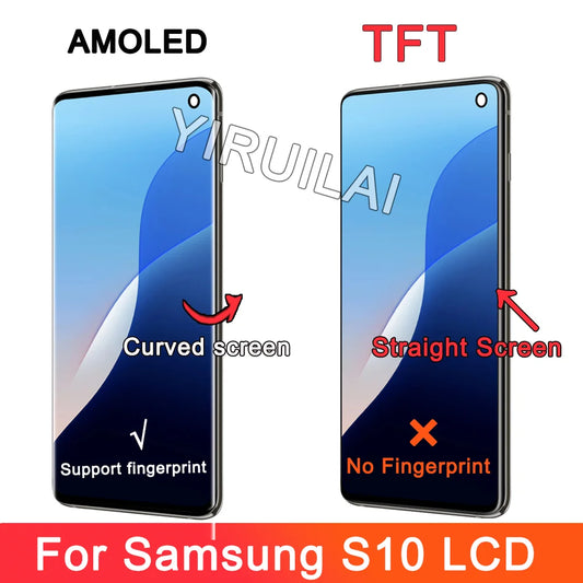 Calidad TFT para Samsung S10 SM-G973F SM-G973U SM-G973W pantalla LCD Digitalizador de pantalla táctil para Samsung S10 LCD con marco