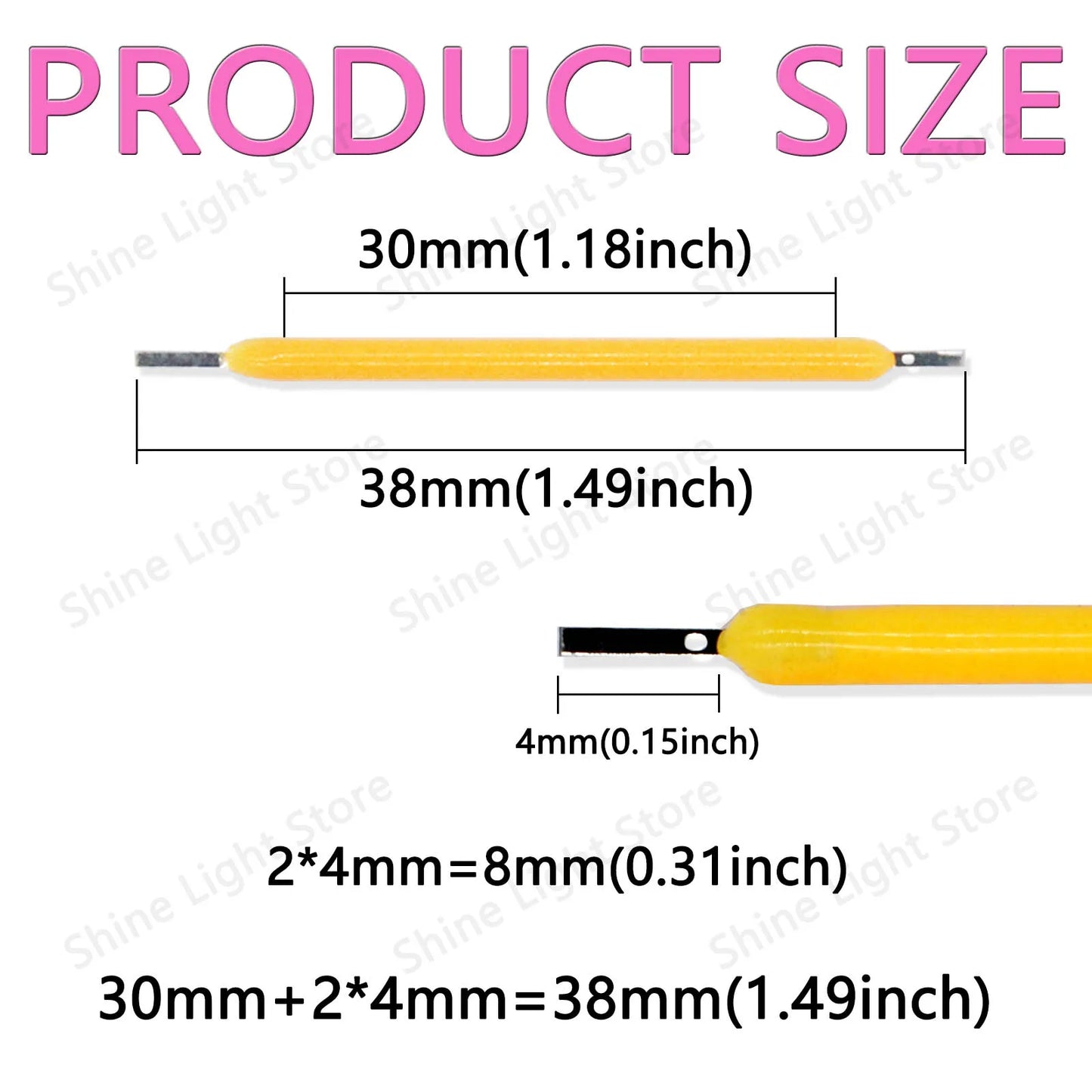 Filamento LED COB 3V 38mm para Bombilla Edison Decoración Hogar/Boda/Camping DIY (10-1200 Piezas)