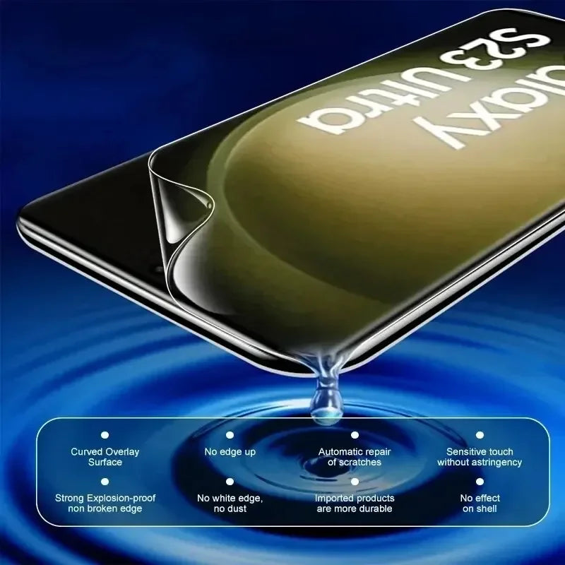 Film Hidrogel Cobertura Completa para Samsung S8-S10 Plus/S10E/S20 FE/S21-S24 Ultra/Note 10+/Note 20 Ultra (4 Unidades)