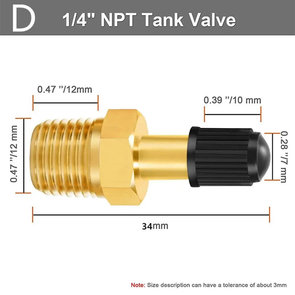 Válvula Llenado Tanque Compresor Aire Latón Anti-Corrosión Schrader (Rosca 1/4 NPT / 1/8 NPT / M10) Núcleo Válvula Neumático Auto