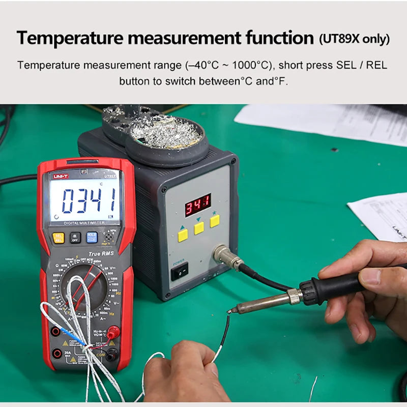 Multímetro Digital Profesional UNI-T UT89XD / UT89X True RMS - Tester Eléctrico NCV, Diodo, Temperatura, Triodo, Capacitancia