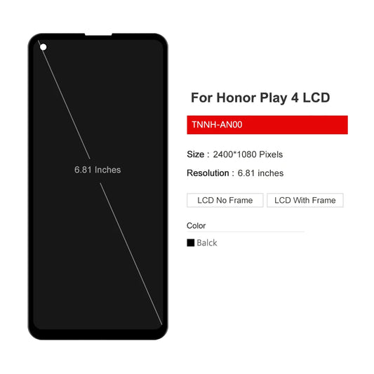 6.81'' For Honor play 4 LCD Display Touch Screen+Frame Digitizer Assembly For Huawei Mate 40 Lite E LCD Screen