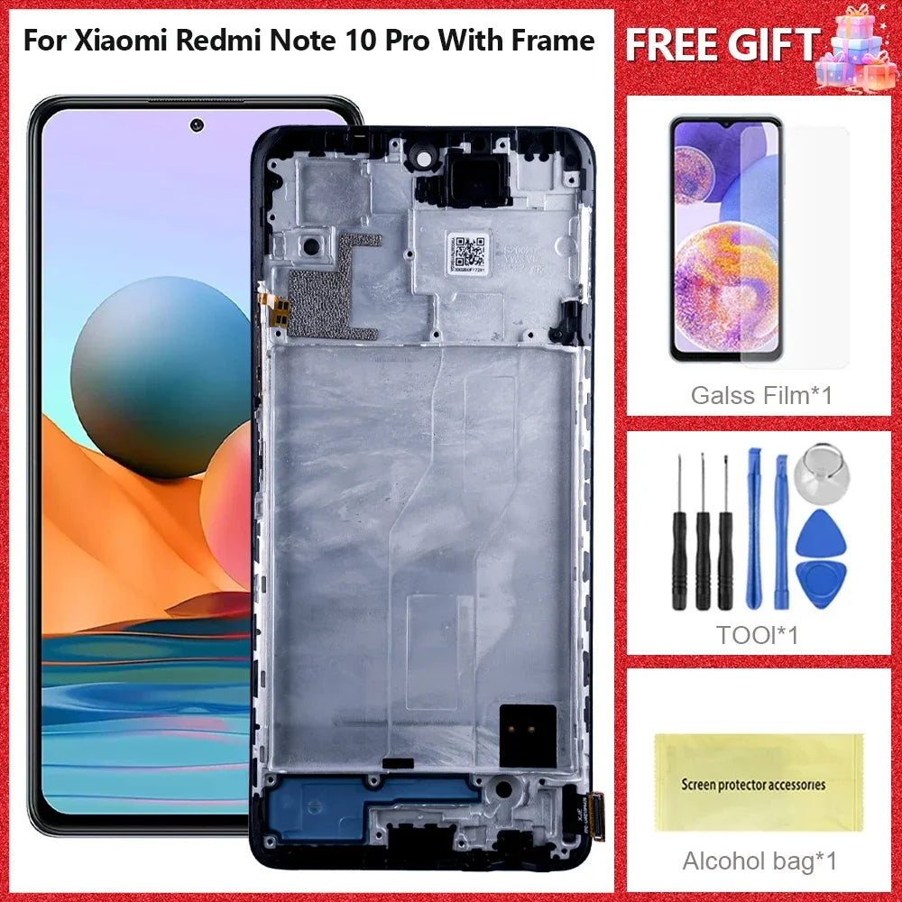 6.67" for Xiaomi Redmi Note 10 Pro LCD M2101K6G Display Touch Screen For Redmi Note10Pro LCD Display Frame Assembly