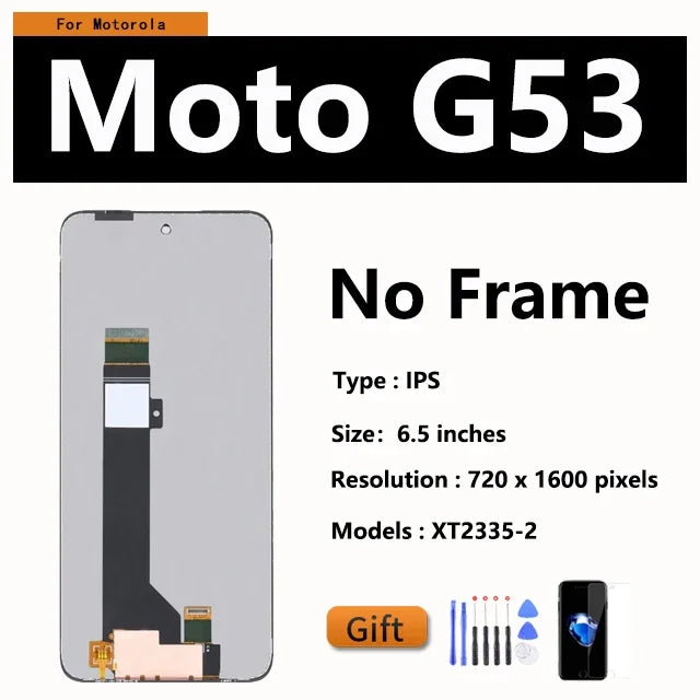 6.5" OEM LCD For Motorola Moto G13 G23 G53 G73 E13 XT2335-2 Display Touch Screen Digitizer Replacement With Frame