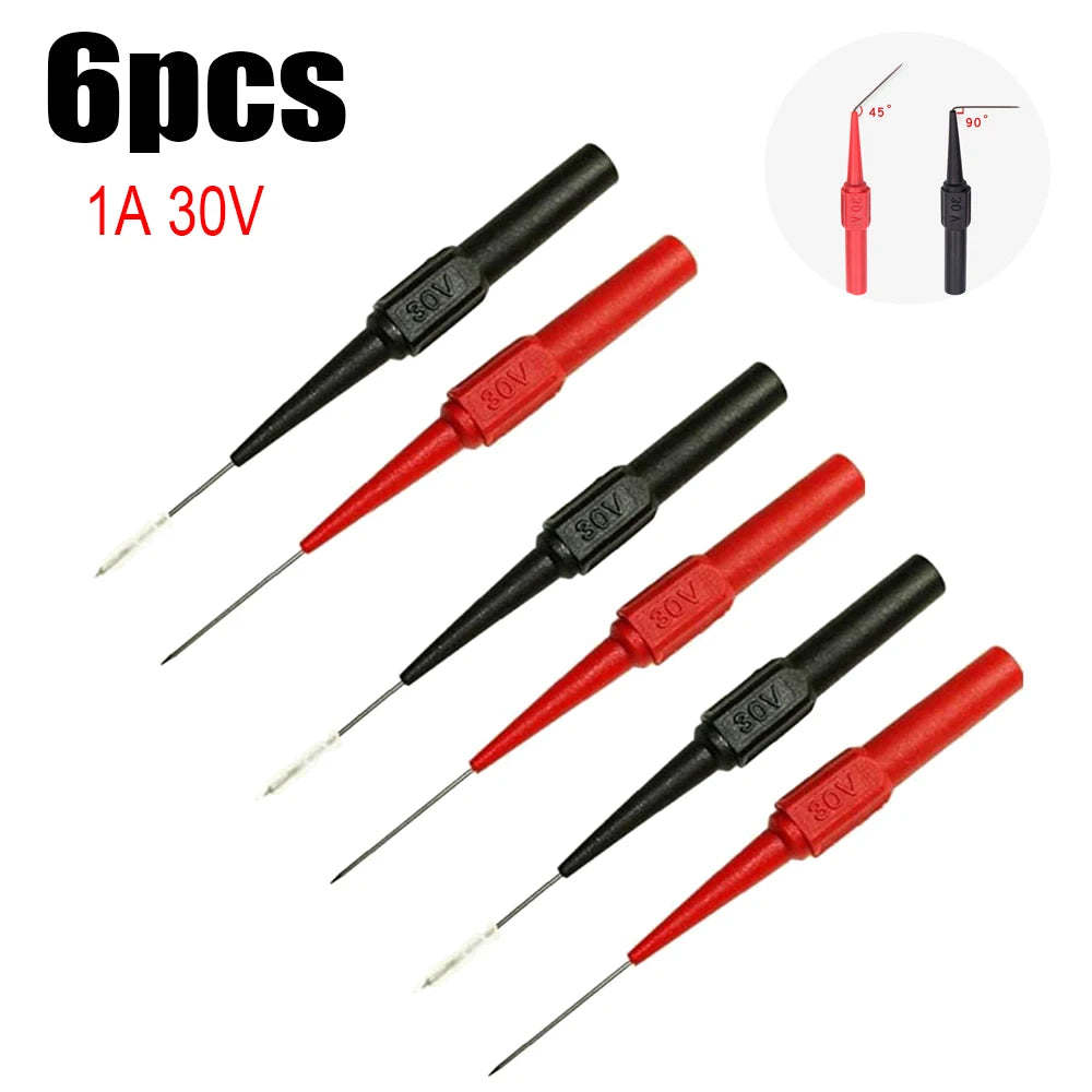 Kit Puntas Prueba Multímetro (x2) - Sondas Automotrices No Destructivas (600V/10A, Aguja 2mm)