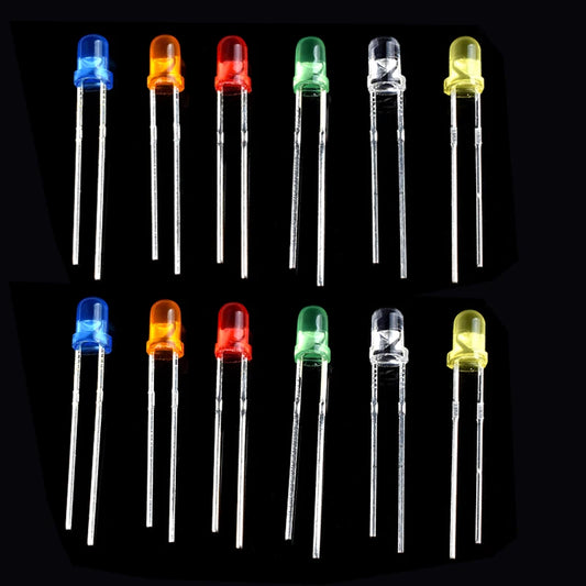 Kit Surtido Diodos LED 3mm/5mm (DIP, Rojo/Naranja/Amarillo/Verde/Azul/Blanco) Componentes Electrónicos