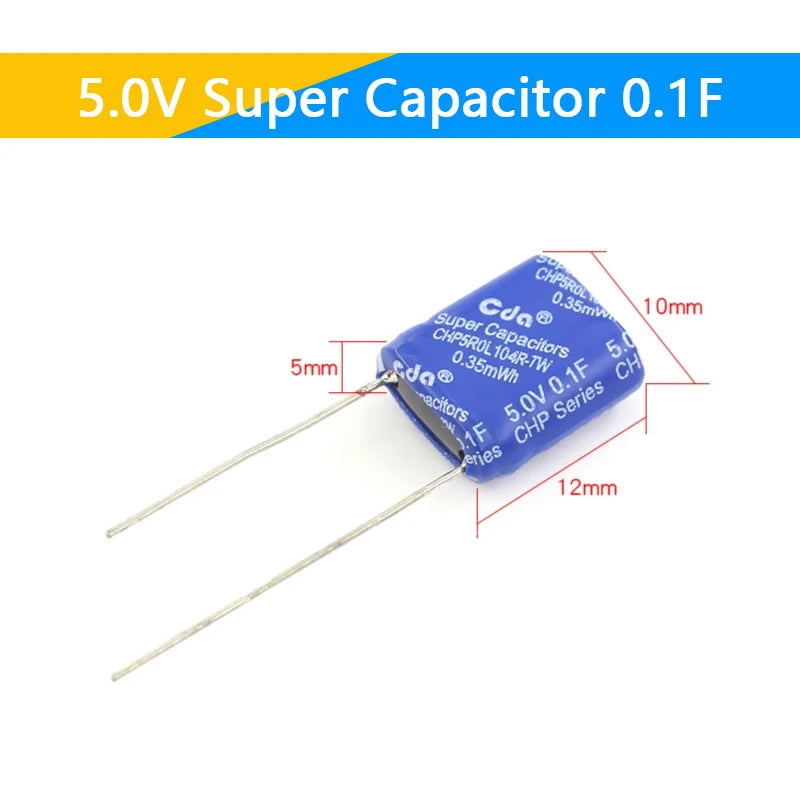 Supercapacitor Farad Tipo Combinación (0.22F-50F, 5.5V) - Unidad (Especificar Valor)