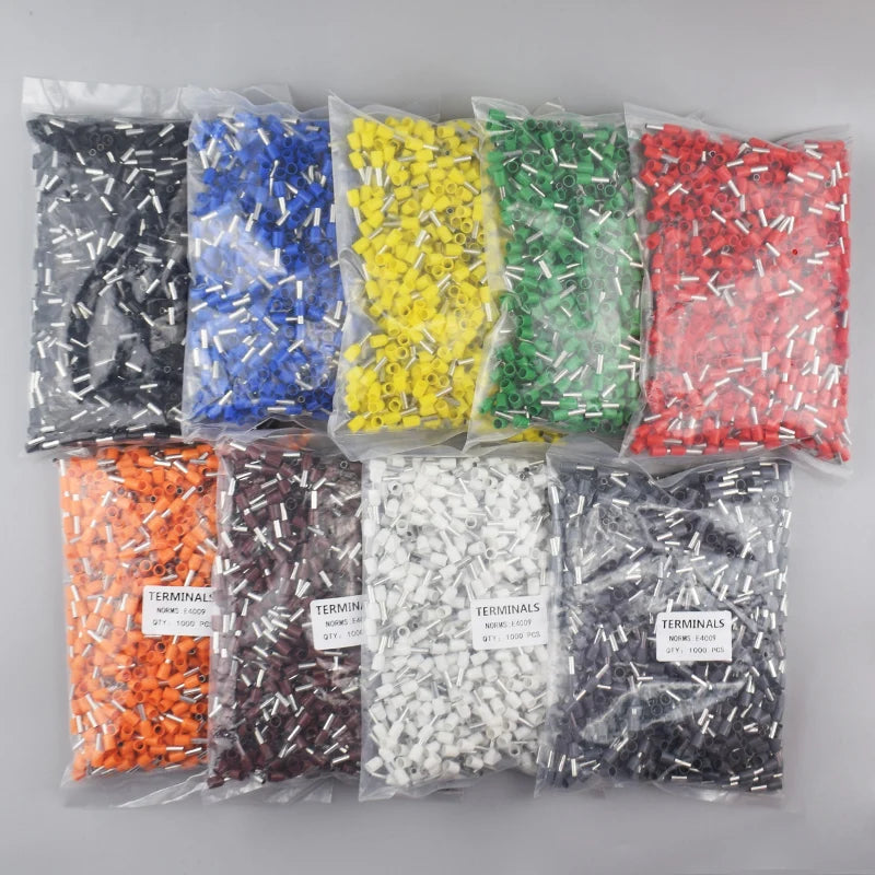 Terminal Tubular Punta Cable Aislado Crimp (E0508/1008/1508/7508/2508) Ferrules Prensado (Pack 1000 Unidades)
