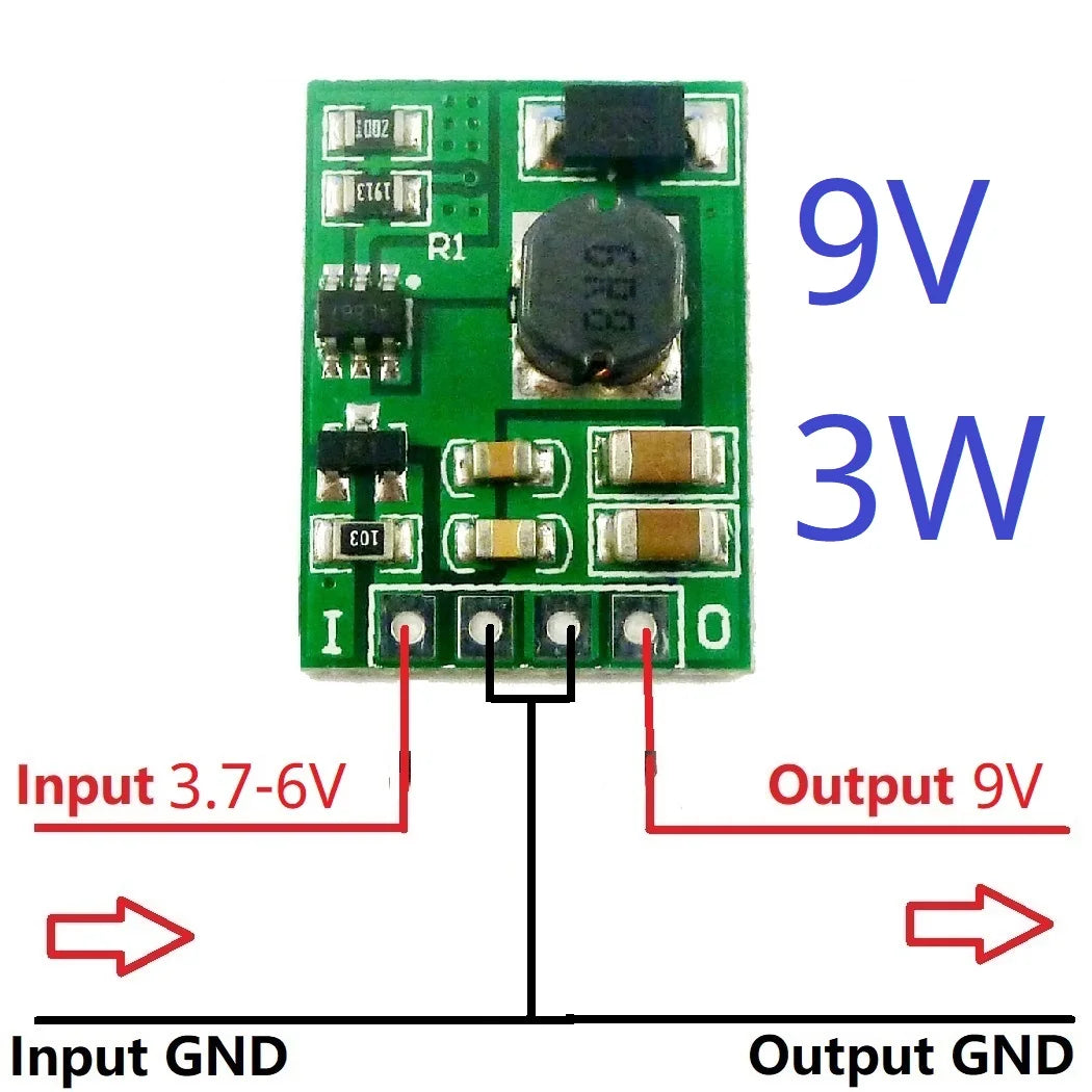 Convertidor Boost DC-DC 3.7V/4.2V a 5V/6V/9V/12V Step-Up Regulador Voltaje para Arduino/ESP32/ESP8266