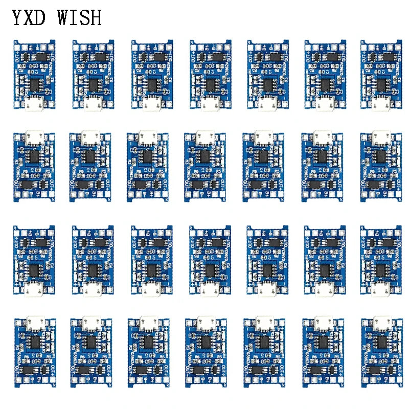 Lote 100 Pcs Módulo Cargador Batería Litio TP4056 Micro USB 5V 1A 18650 con Protección Dual