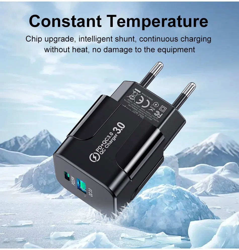 Cargador Pared Rápido PD 25W USB Tipo C (Enchufe Coreano KR) para iPhone 15 Pro Max