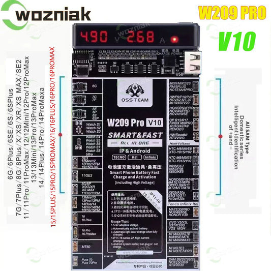 W209 Pro 2 IN 1 Battery Activation board for iPhone 6- 16Pro 16plus 16pro max Samsung Xiaomi Circuit Board Charging Tester