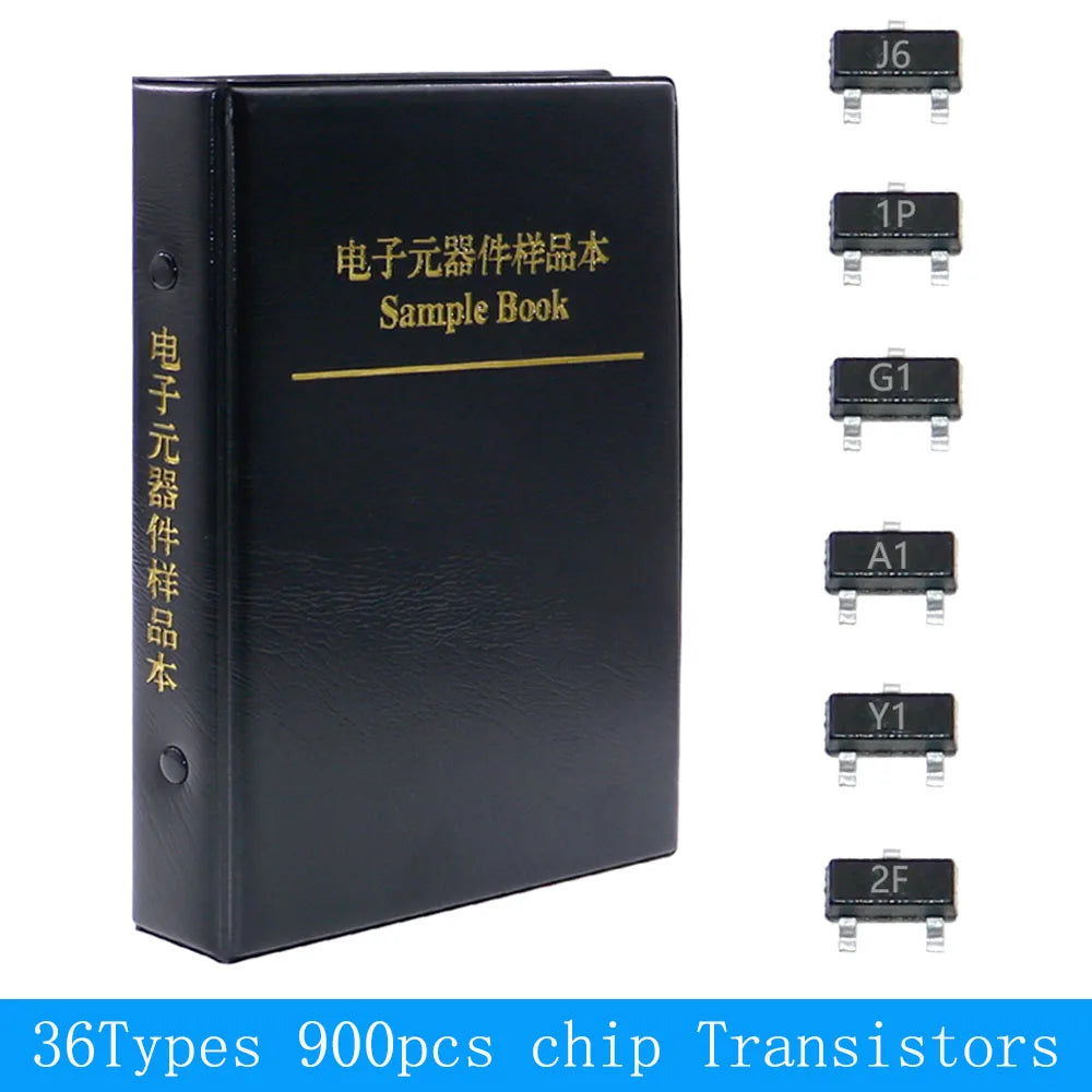 Kit Surtido Transistores/Componentes SMD (36 Valores Comunes) Libro Muestras (Total 900 Piezas)