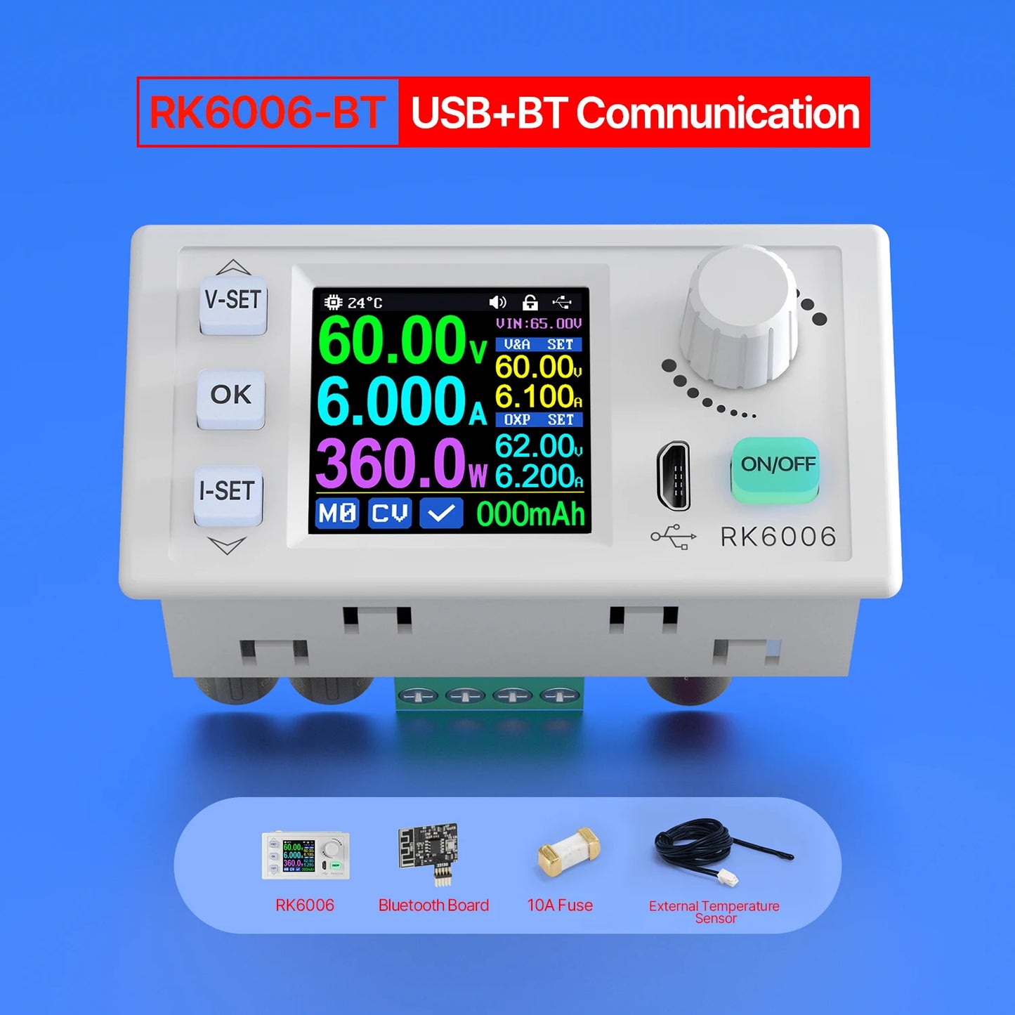 Fuente Alimentación Laboratorio RD-RK6006 / RK6006-BT DC 60V 6A Comunicación Buck Ajustable 4 Dígitos