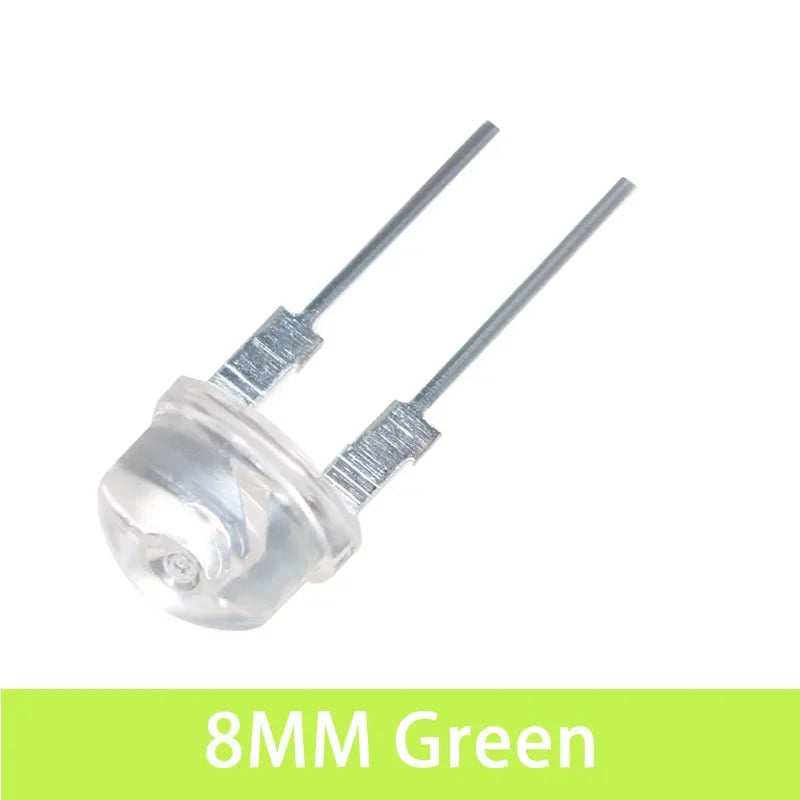 Diodo LED Sombrero Paja F8 (8mm) Super Brillante Blanco Cálido 0.5W / Blanco 0.3-0.75W / Azul / Verde / Rojo / Amarillo (20 Unidades)