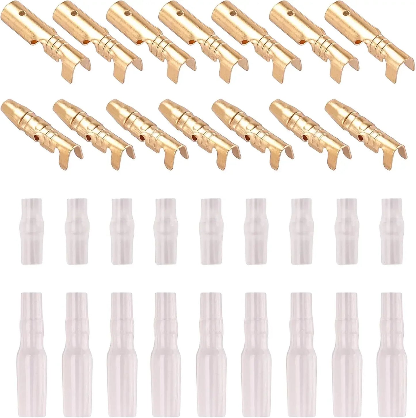 Kit Conectores Terminales Bala Latón Macho/Hembra 3.9mm con Cubierta Aislante para Cable Motocicleta (200 Piezas)