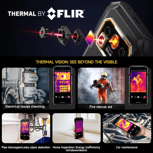 Celular Rugged Ulefone Armor 27T Pro 5G con Cámara Térmica FLIR® - 10600mAh, Android 14, 24GB/256GB, NFC