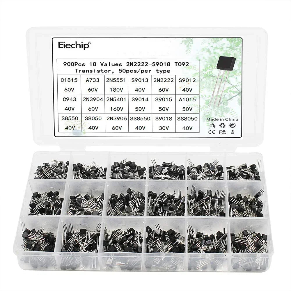 Kit Surtido Transistores BJT TO-92 NPN/PNP (A1015, BCxxx, S8xxx, 2Nxxxx) - 50-900 Piezas