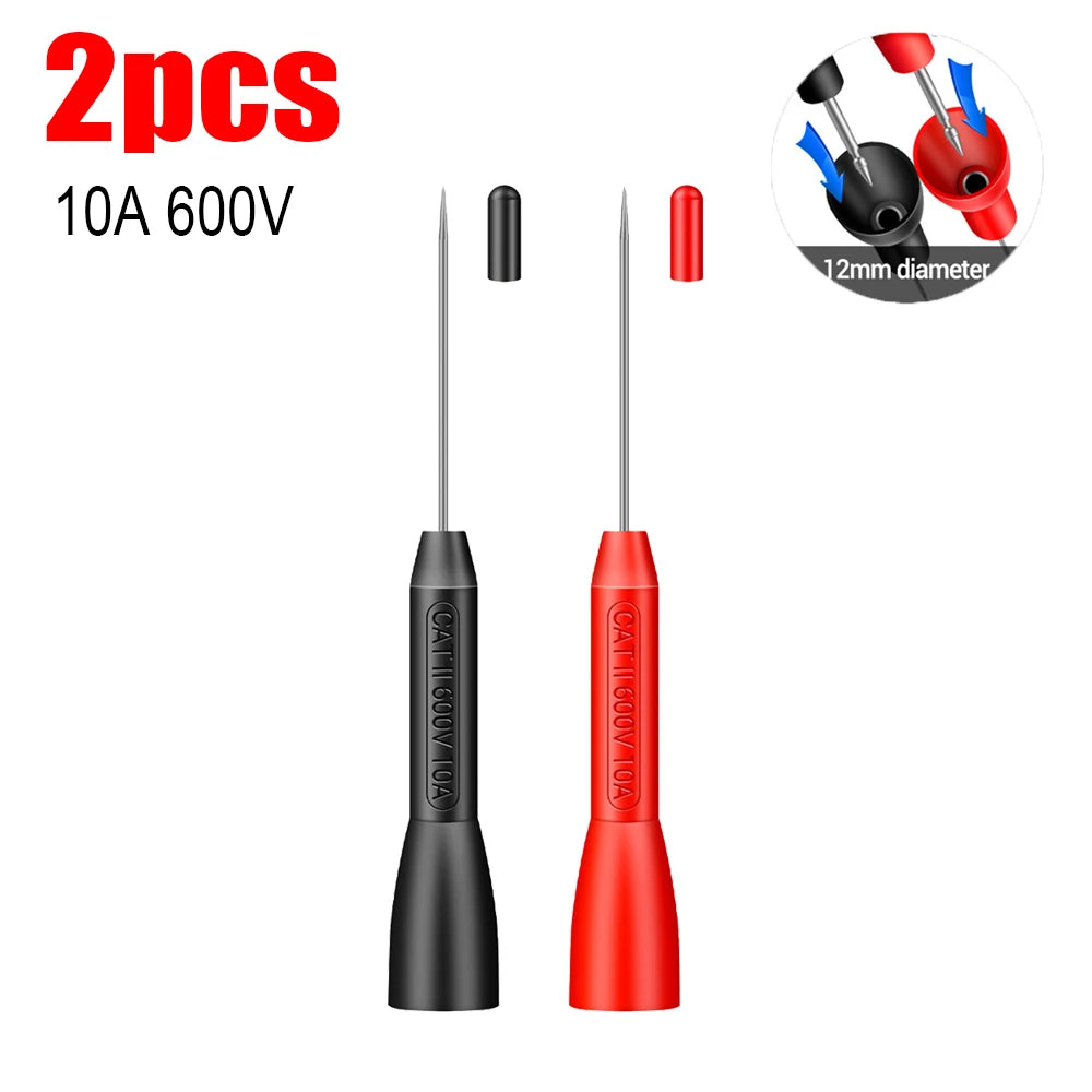 Kit Puntas Prueba Multímetro (x2) - Sondas Automotrices No Destructivas (600V/10A, Aguja 2mm)