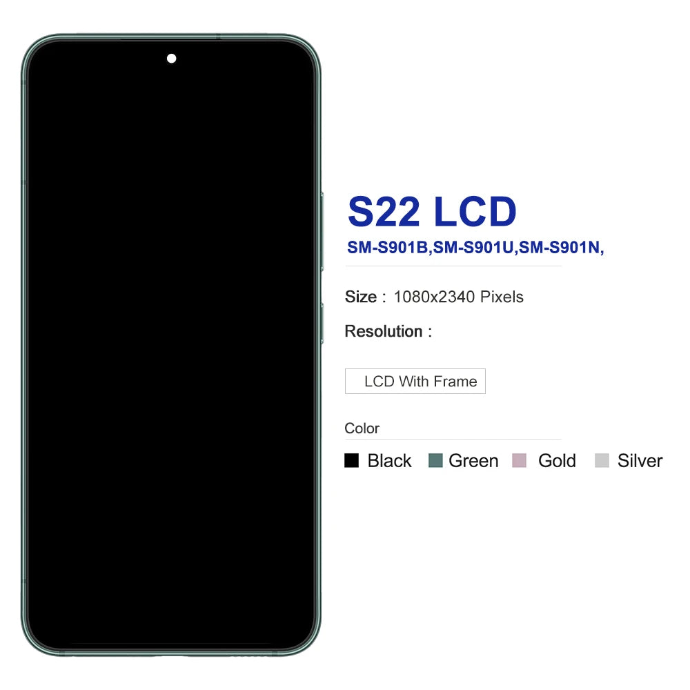 Conjunto de pantalla S22 5G para Samsung Galaxy S22 S901B S901U S901W S901N S901E pantalla LCD reemplazo de pantalla táctil Digital