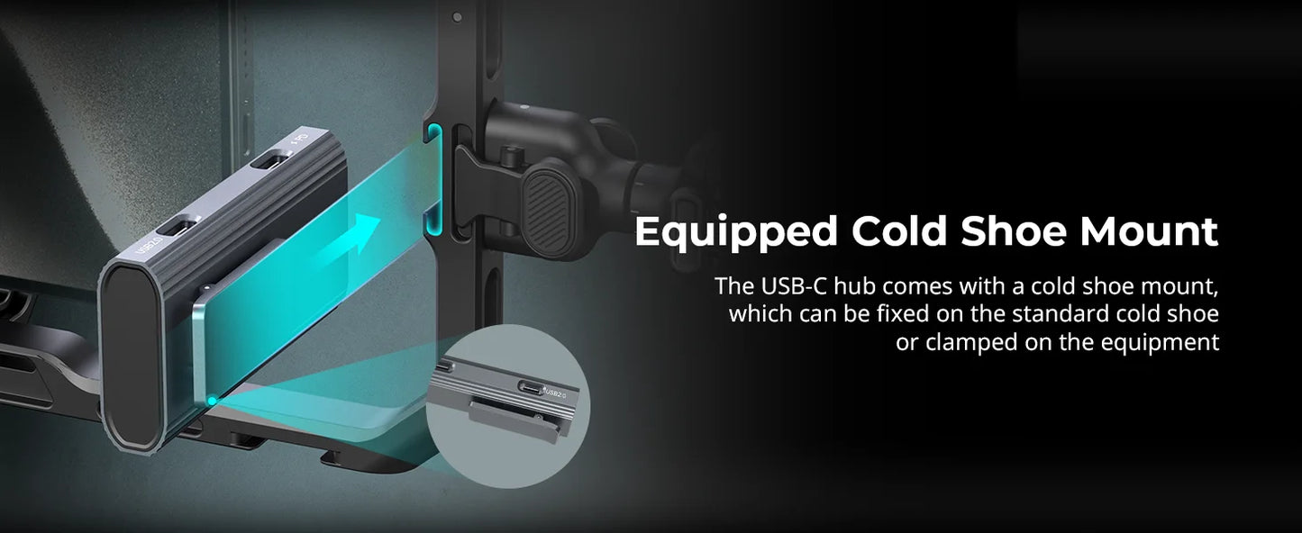 Hub USB-C 4-en-1 SmallRig PD 100W USB-C 3.1 + USB-C 2.0 + Adaptador Audio para Grabación Video Profesional Celular (4598)