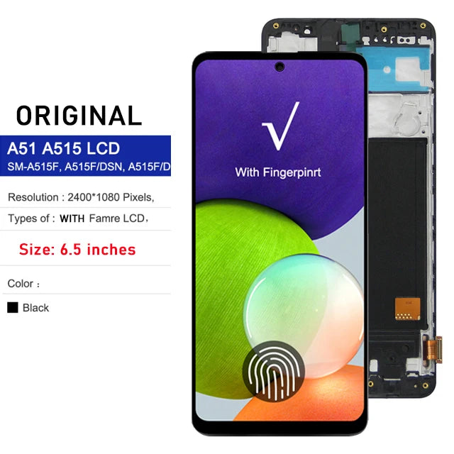 Pantalla OLED para Samsung Galaxy A51 (A515, SM-A515F) con Digitalizador Táctil (Reemplazo Ensamblaje)