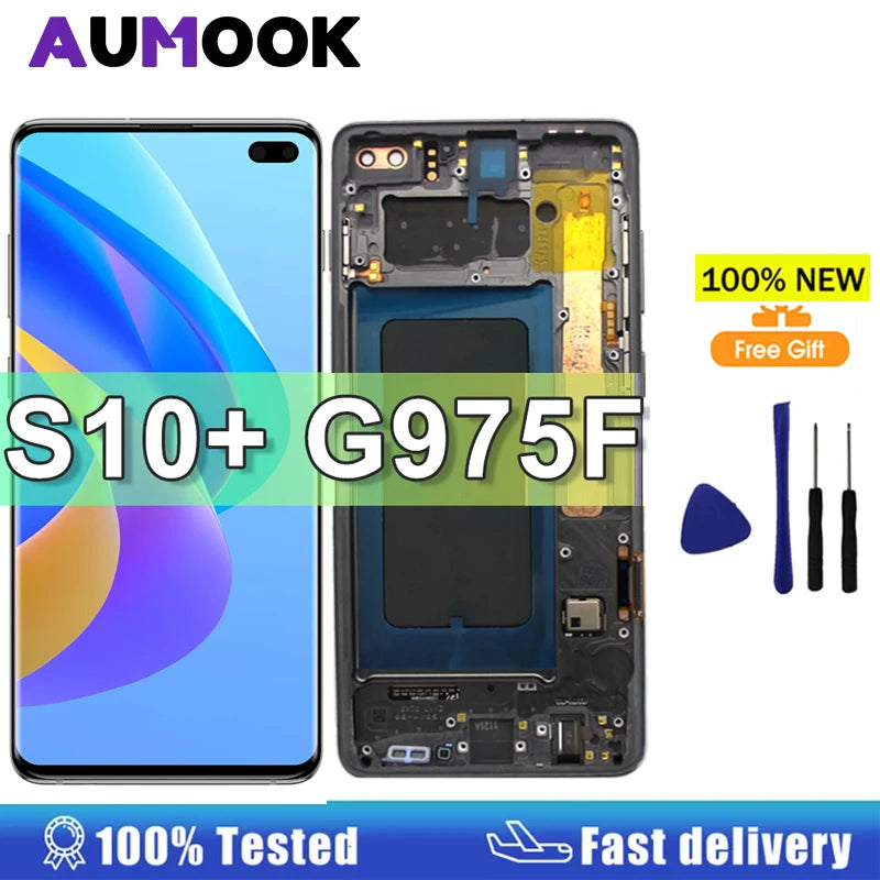 100% nuevo para Samsung Galaxy S10 + G975F pantalla LCD MONTAJE DE digitalizador con pantalla táctil para Samsung S10 G973F reemplazo de la pantalla LCD