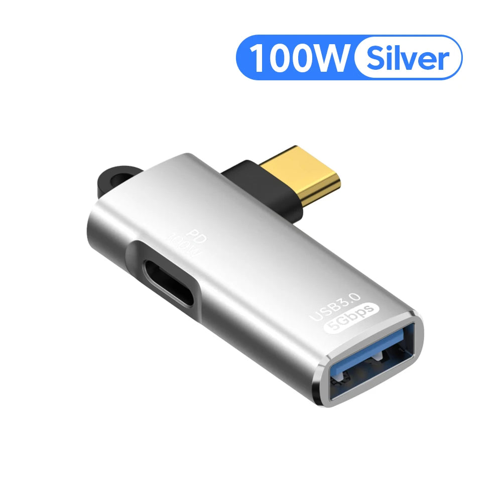 Adaptador OTG Elough 2-en-1 PD 100W (USB-C a USB-C / USB-A a USB-C) para iPhone 15/Laptops/Xiaomi/Huawei