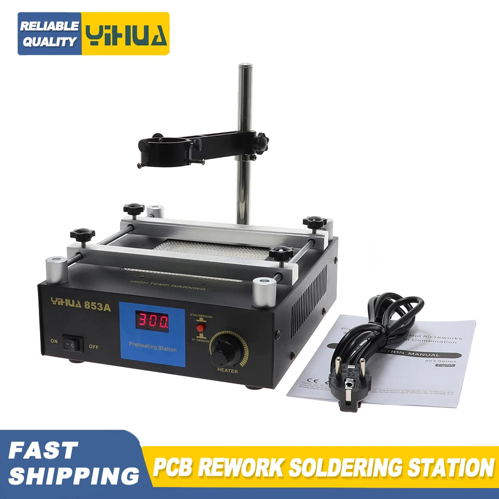 YIHUA 853A SMD BGA Rework Soldering Station Preheating Desoldering Welding Tools PCB Holder Rework Soldering Station Bottom Heat