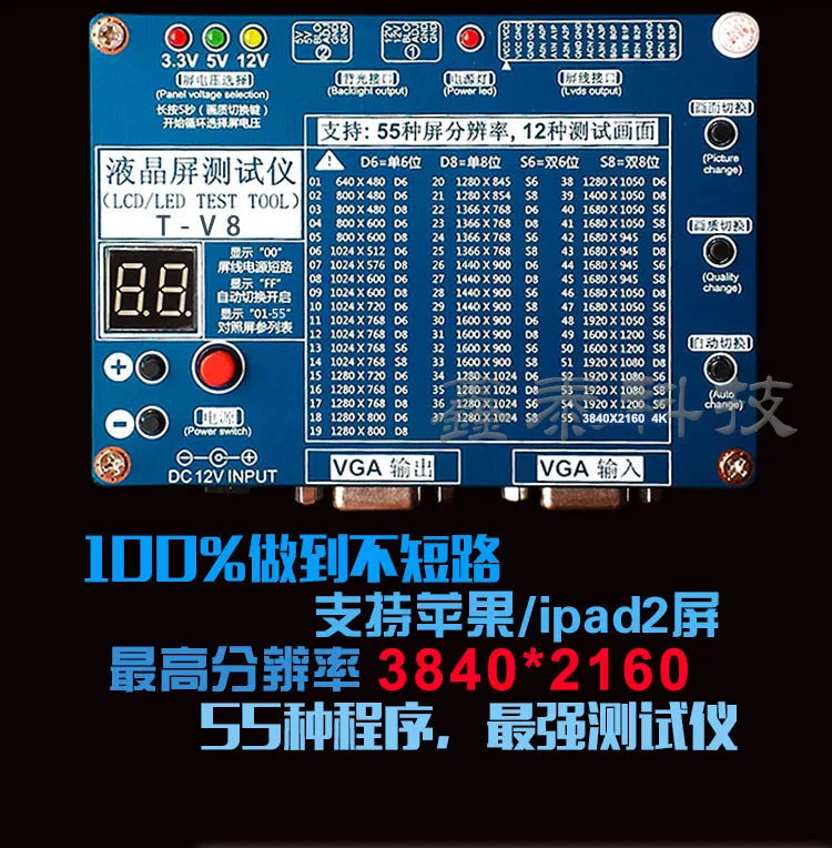 Tester Universal LCD/LED TV/Monitor (8va Gen) 2K/4K - Herramienta Detección Pantalla Puntos