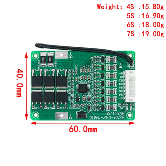 4S/5S/6S/7S BMS 16.8V 21V 20A 18650 Li-ion Lmo Ternary Lithium Battery Charger Protection Board Balance Temperature Protect