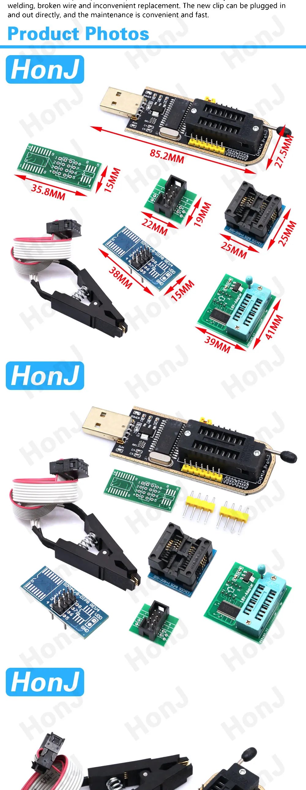Kit Programador USB CH341A 24/25 Series EEPROM Flash BIOS + Clip Test SOIC8/SOP8 (Variante 2)