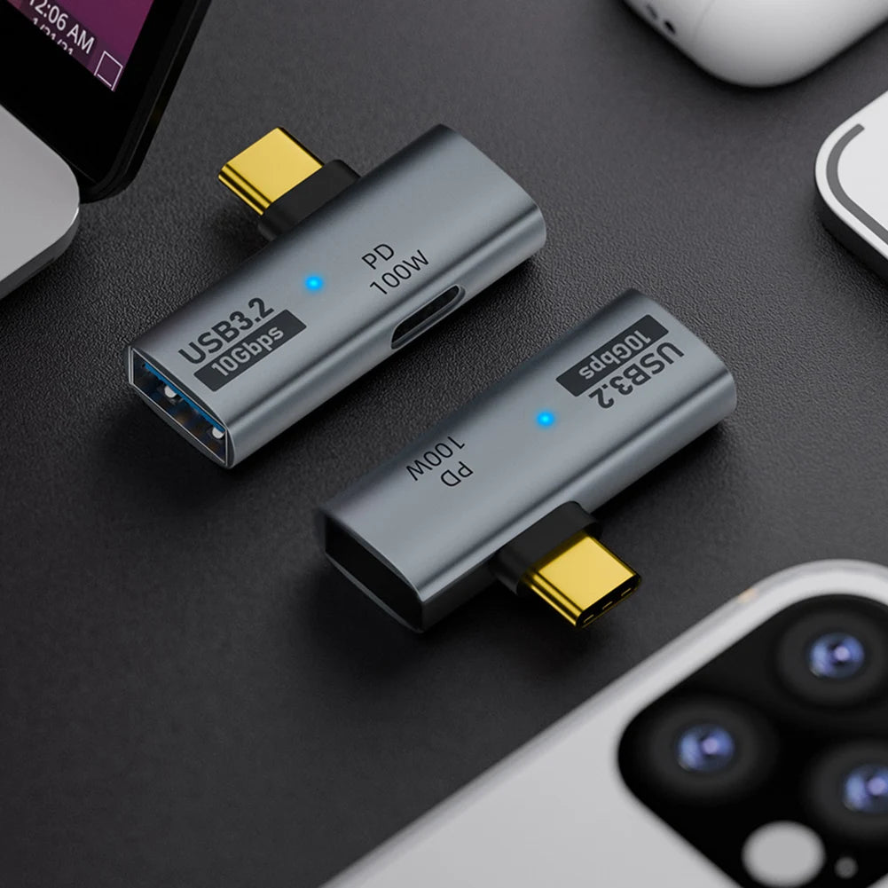 Adaptador USB-C 2-en-1 100W PD a USB OTG Soporta Transferencia Datos Carga Rápida para iPhone 15/Tablet/MacBook