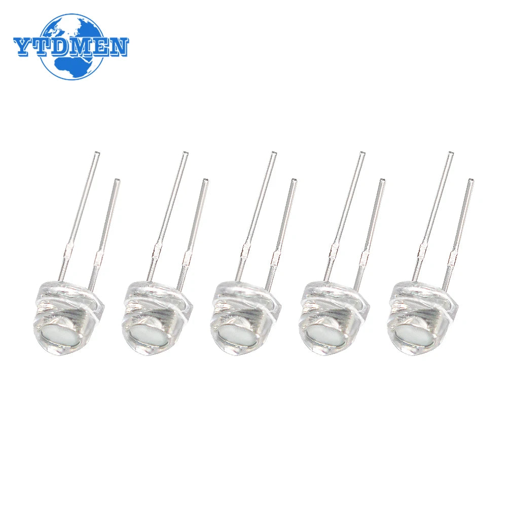 100PCS Super Bright 5MM LED Diode Straw Hat F5 0.2W Power Light Emitting Diodes Blue Green Red Yellow White
