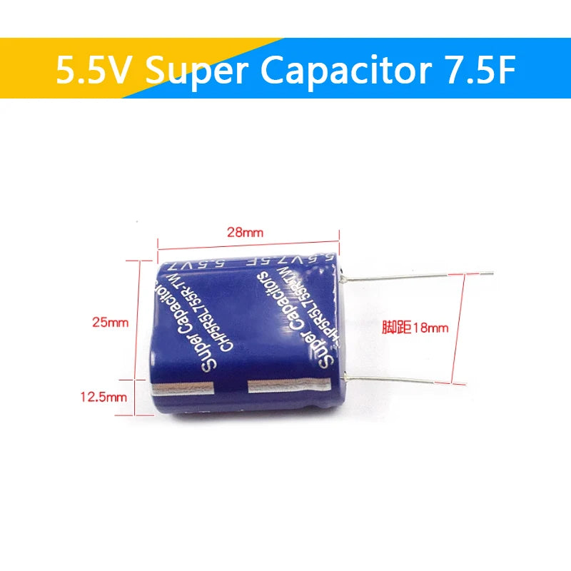 Supercapacitor Farad Tipo Combinación (0.22F-50F, 5.5V) - Unidad (Especificar Valor)