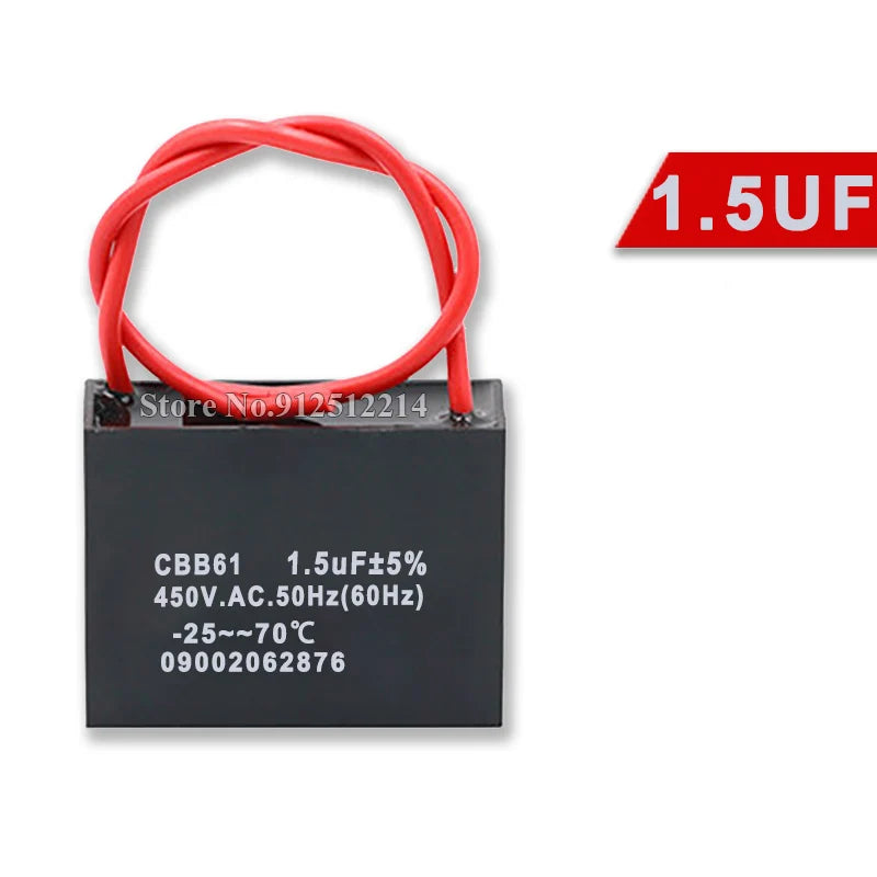 Capacitor Arranque CBB61 (0.8uF-20uF, 450V) para Ventilador/Motor - Unidad (Especificar Valor)
