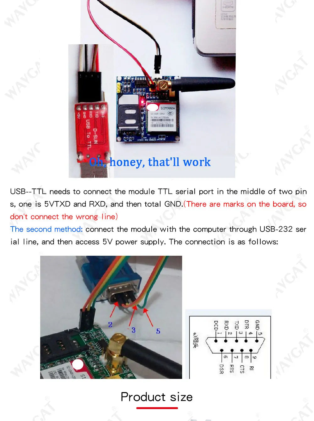 Kit Placa Módulo Transmisión Datos Inalámbrica GSM/GPRS SIM900A / SIM900 Mini V4.0 con Antena (Refurbished, C83 AEAK)