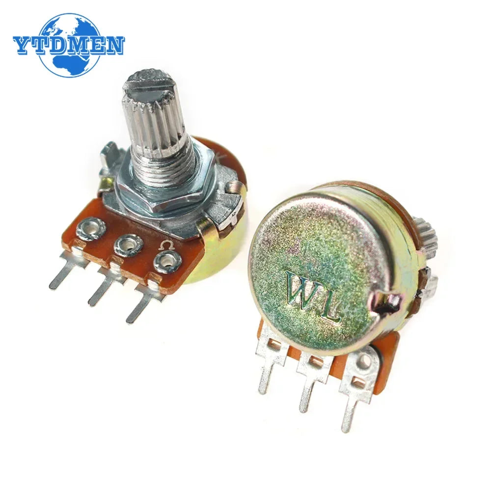 10pcs/lot WH148 Linear Potentiometer 15mm 3pin with Nuts and Washers WH148 B1K B2K B5K B10K B20K B50K B100K B250K B500K B1M
