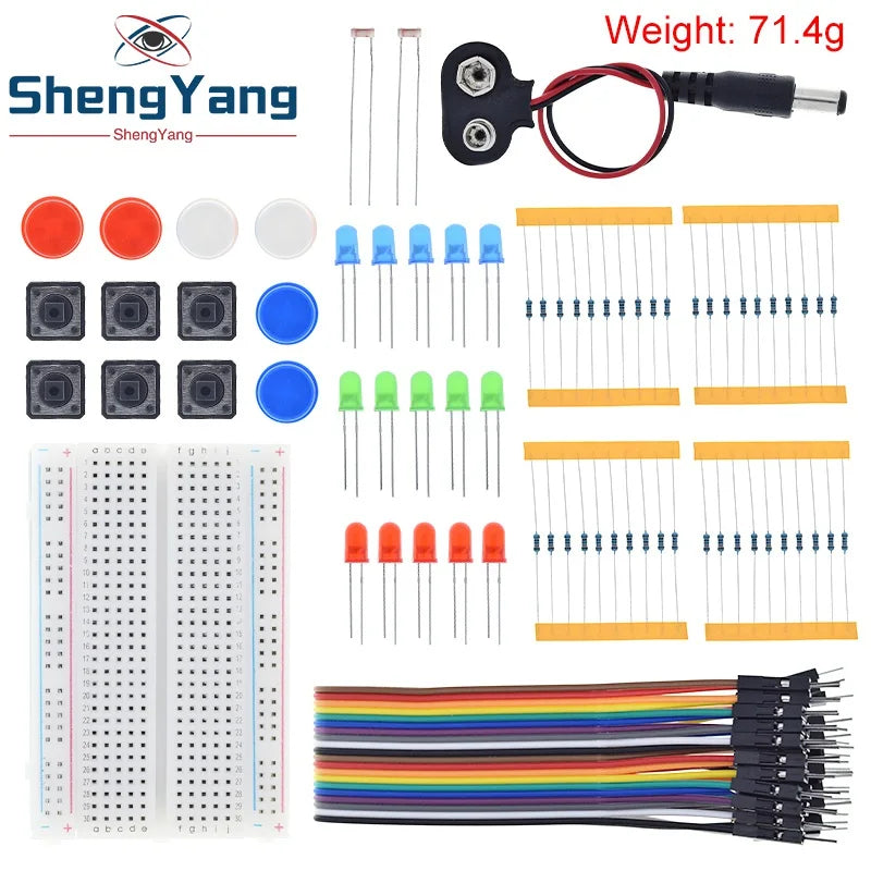 Kit Inicio TZT para Arduino UNO R3 (Mini Protoboard, LED, Cables Jumper, Botón) para Educación Escolar/Laboratorio