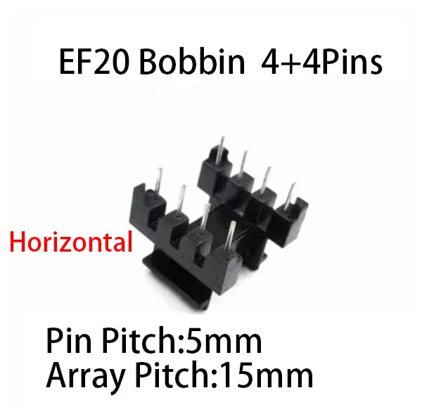 Núcleo Ferrita EE20/EF20 PC40 con Bobina Vertical/Horizontal (6/8/10 Pines)