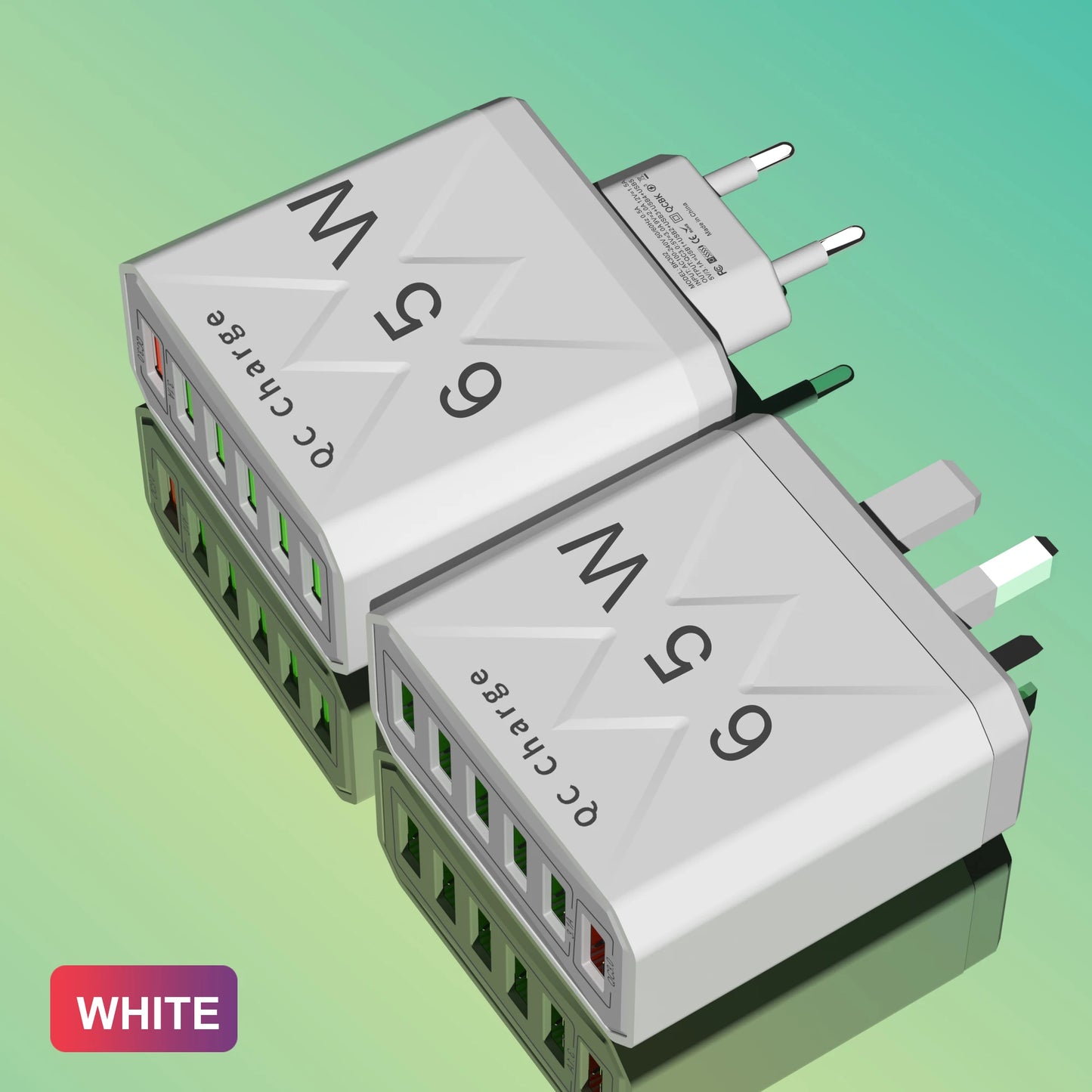 Adaptador Cargador Viaje Rápido USB 3.1A 6 en 1 Multi-Enchufe QC3.0 para iPhone 12/13/Samsung/Xiaomi