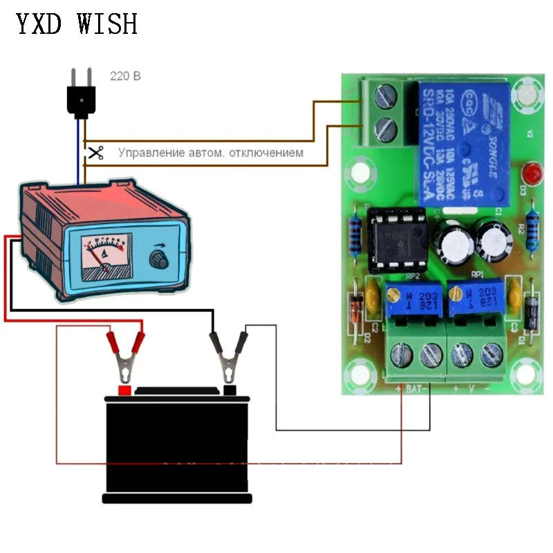 Módulo Control Carga Batería XH-M601 12V Cargador Inteligente Panel Control Automático