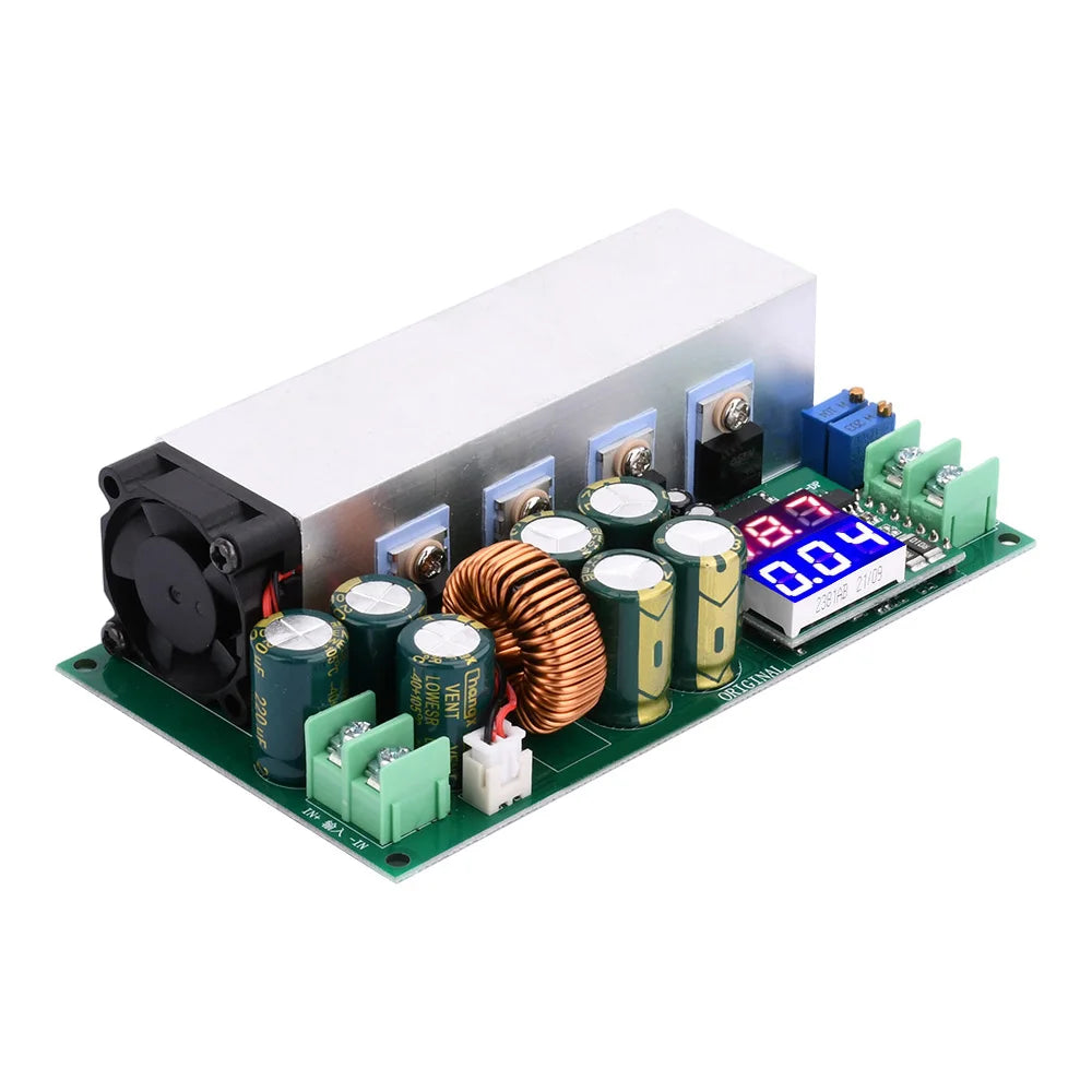 Módulo Fuente Alimentación Step-Down DC 12V-80V a 2.5V-50V 600W 25A Buck Alta Potencia con Ventilador CC/CV