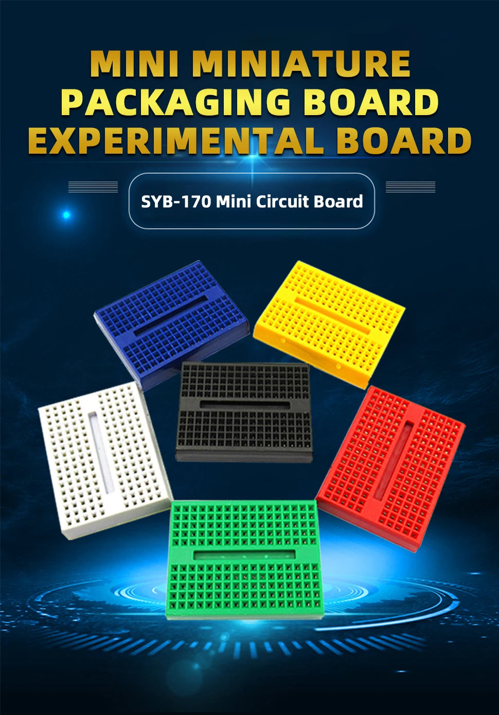 2PCS SYB-170 Mini Solderless Prototype Experiment Test Small Breadboard Kit With 170 Tie Points Plus Adhesive Back 35*46*8mm
