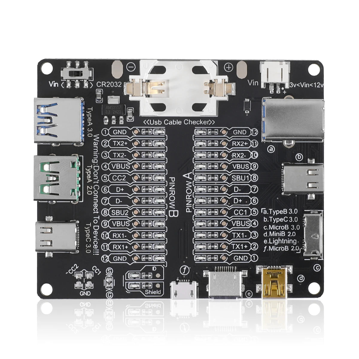 Tester Placa Prueba Cables USB (Tipo-C/B/Micro) Detección Cortocircuito/Anomalía para iOS/Android