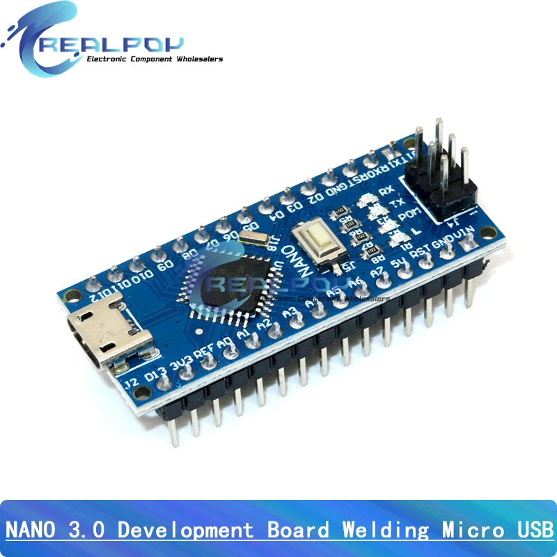 Placa Nano 3.0 (ATMEGA328P, 16MHz, CH340) con Bootloader (Puerto Mini/Tipo C/Micro USB) + Cable USB compatible Arduino