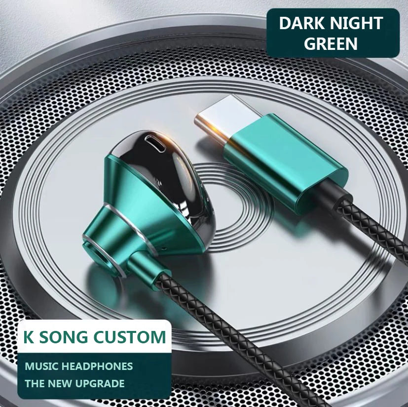 Audífonos Auriculares Tipo C con Cable (HiFi Bajos Estéreo, Control Volumen, Micrófono HD) para iPhone 15/Samsung Galaxy