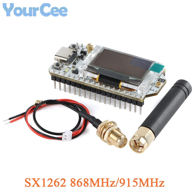 Placa Desarrollo LoRa ESP32 SX1262 WiFi Kit 32 (433-510MHz / 868-915MHz) con Pantalla OLED Azul 0.96" para Arduino
