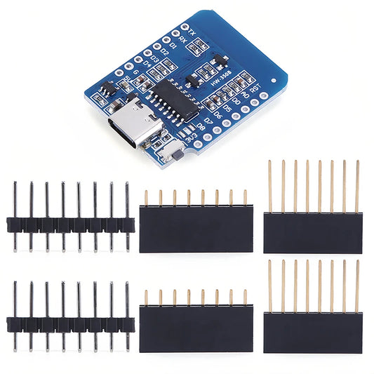 Lote 1-10 Pcs Módulo Wemos D1 Mini WiFi ESP8266 (ESP-12F) CH340G V2 USB-C/Micro Placa Desarrollo 3.3V + Pines Arduino