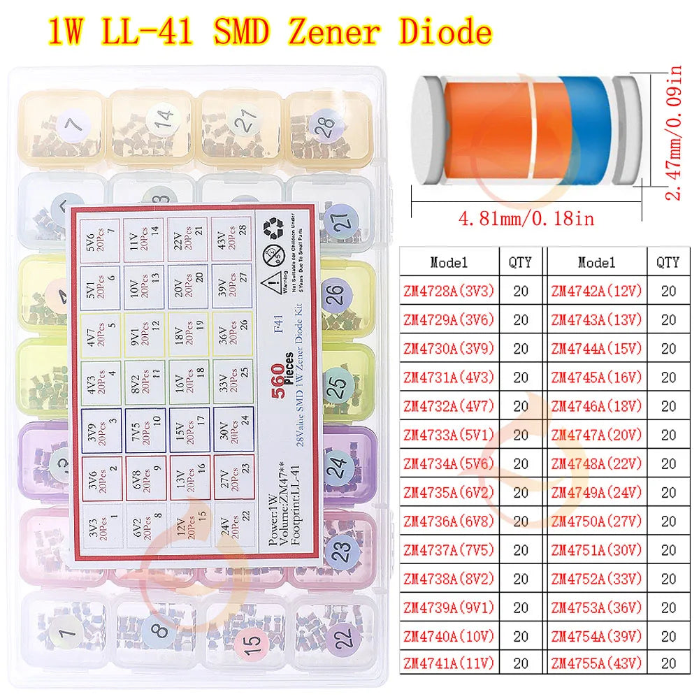 Kit Surtido Diodos (Rectificador/Zener/Schottky Rápido/Switching) DIP/SMD (1N4148, 1N4007, 1N5819, FR107, etc.)